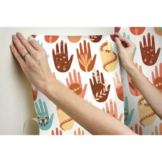 RoomMates Hamsa Peel & Stick Wallpaper White/Teal {10}