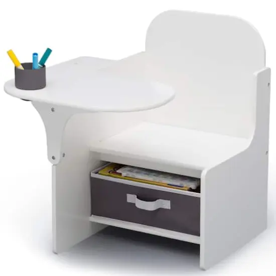 Delta Children MySize Chair Desk with Storage Bin Bianca White {5}