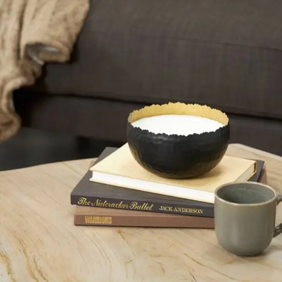 Sauvignon Blanc Scented 3 Wick Candle in Hammered Matte Black Bowl {7}