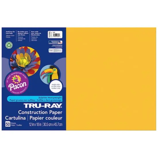 Tru-Ray&reg; 12" x 18" Construction Paper, 50 Sheets Gold {1}