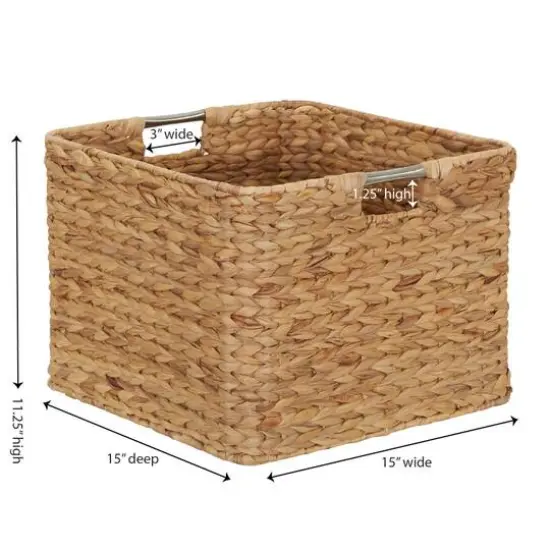 Household Essentials 11" Square Hyacinth Wicker Basket Natural {2}