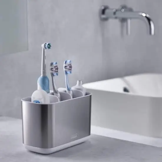 Joseph Joseph EasyStore Steel Toothbrush Caddy Large - White {5}