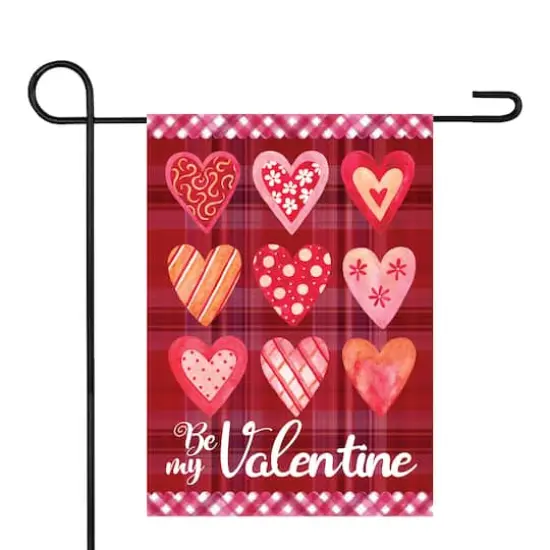 Be My Valentine Small Plaid & Heart Garden Flag {1}