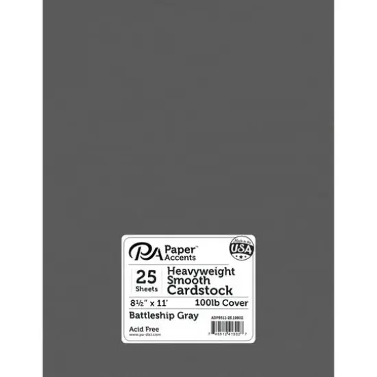 PA Paper™ Accents 8.5" x 11" 100lb. Smooth Cardstock, 25 Sheets Battleship Gray {1}