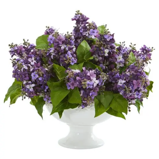 14" Lilac Arrangement in White Vase {1}