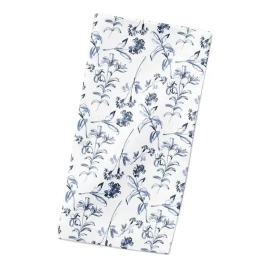 Blue Floral Pattern 10" x 10" Cotton Twill Napkin {3}