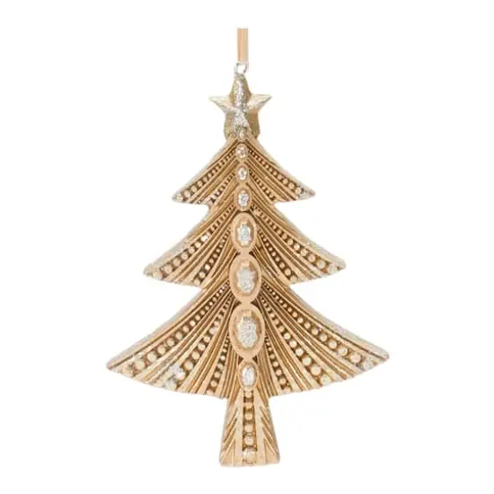 Glittered Gold Pine Tree & Snowflake Ornament Set {5}
