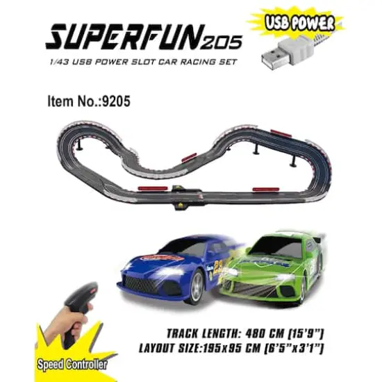 Joysway&reg; SuperFun 205 USB Power Slot Car Racing Set {3}