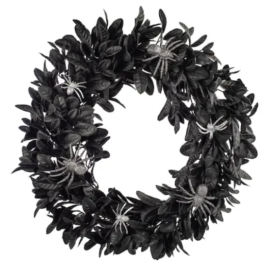 26" Black Leaves with Spiders Wreath by Ashland&reg; {1}