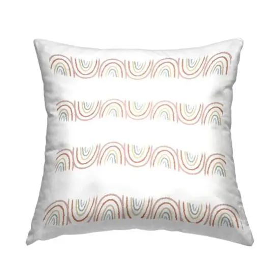 Stupell Industries Wavy Whimsical Rainbow Alternating White Stripes Throw Pillow, 18" x 18" {1}