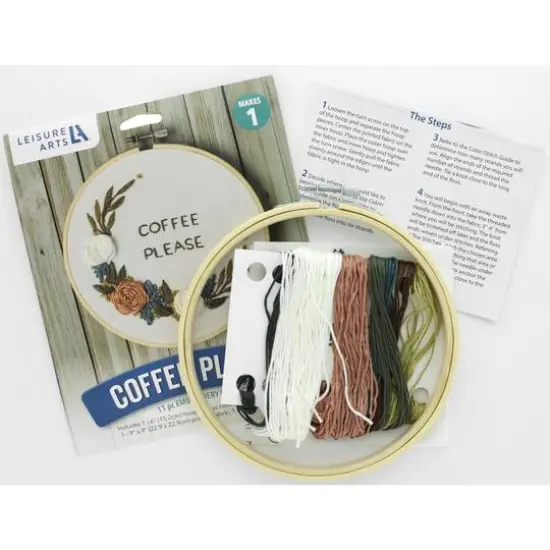 Leisure Arts&reg; 6" Coffee Please Embroidery Kit {4}