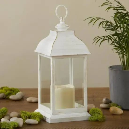 Kate Aspen Manchester LED Vintage Decorative Distressed White Lantern {6}