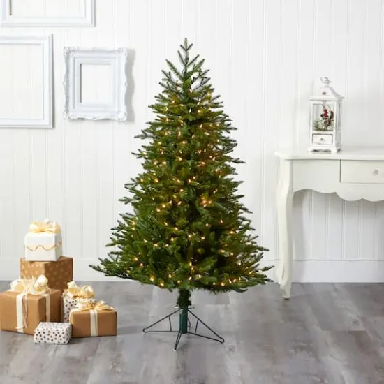 5ft. Pre-Lit Cambridge Fir Artificial Christmas Tree, Clear LED Lights {7}