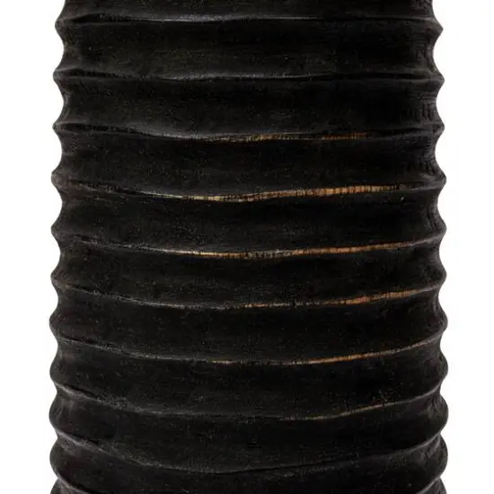 Hello Honey&reg; 20" Black Mango Wood Ribbed Pillar Candle Holder {6}