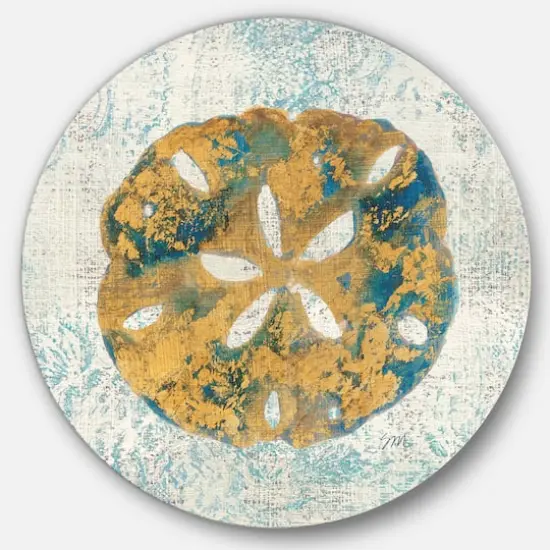 Designart - Coastal Pastel seashells II - Nautical & Coastal Metal Circle Wall Art {1}