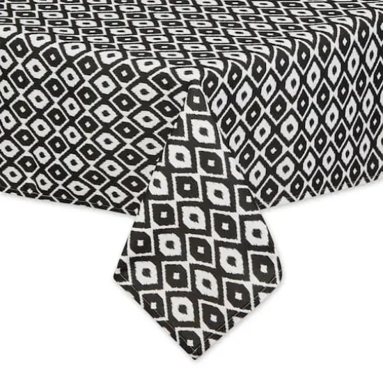 Black Ikat Outdoor Tablecloth With Zipper 60" x 120" {3}