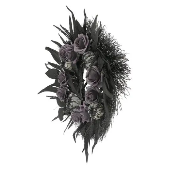 24" Black Pumpkin & Rose Wall Wreath by Ashland&reg; {4}