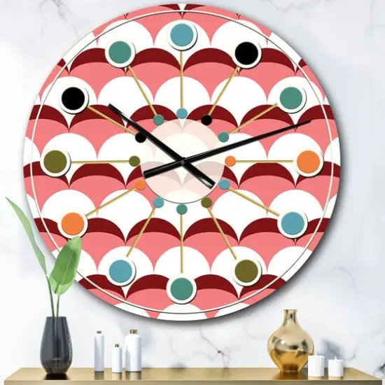Designart Geometrical Retro Design V Mid-Century Modern Wall Clock {1}