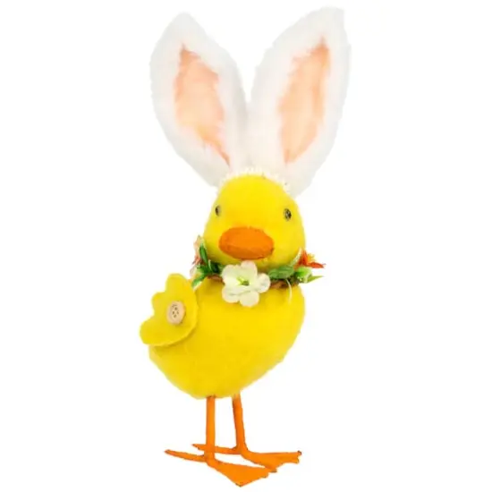 10" Yellow Easter Duckling Accent with Rabbit Ears {1}