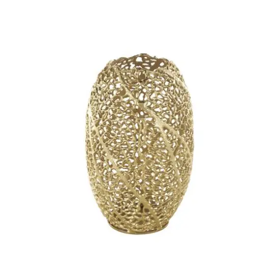 14.5" Gold Aluminum Abstract Metallic Coral Inspired Vase {1}