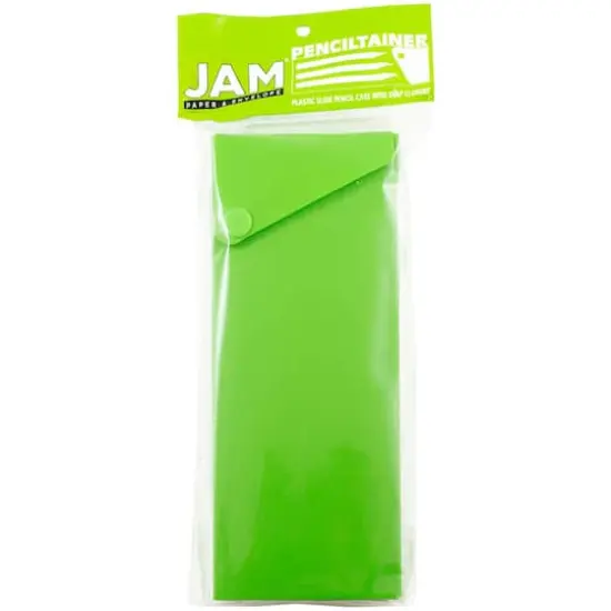 JAM Paper Sliding Pencil Case with Button Snap, 6ct. Lime Green {6}