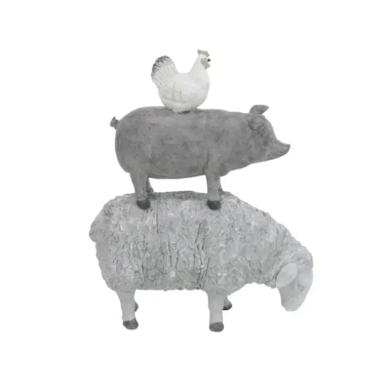 Grey Polystone Sculpture, Stacking Animals 12" x 9" x 4" {1}