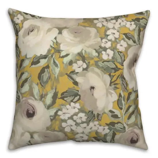 Yellow Floral 18" x 18" Throw Pillow {1}