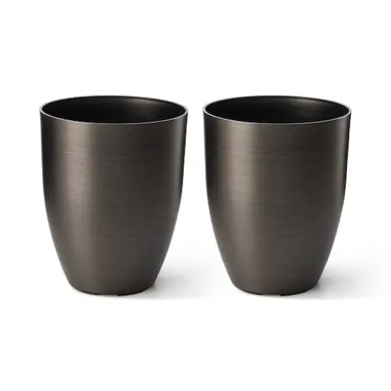 Glitzhome&reg; 16.75" Eco-Friendly Faux Brushed Steel Texture Planters, 2ct. {1}