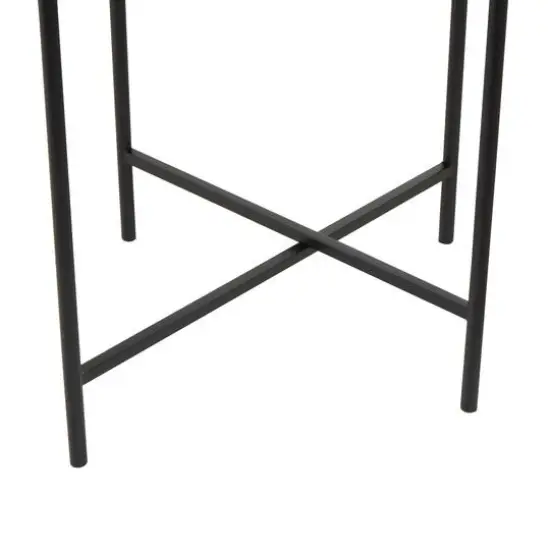 Black Metal Abstract Wavy Accent Table with X-Shaped Base {7}