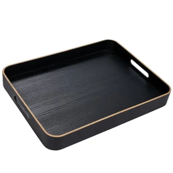 Hello Honey&reg; 19.75" Black Oak Wood Serving Tray with Handles {1}