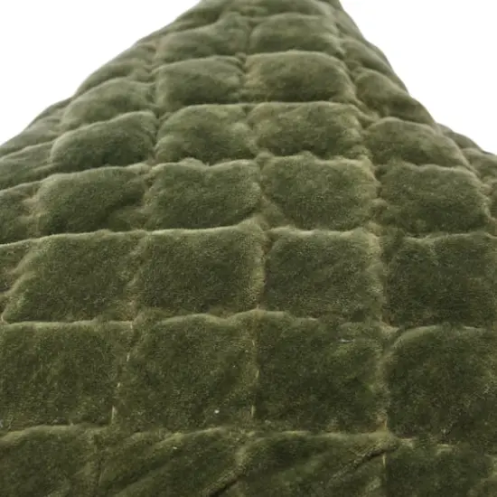 Hello Honey&reg; 20'' Green Square Quilted Velvet Pillow Cover {5}