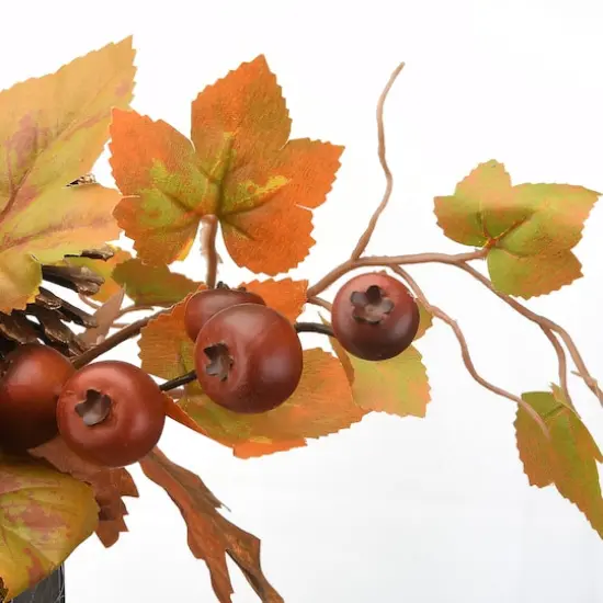 24" Maple Leaves Candleholder Centerpiece with Pomegranates {4}