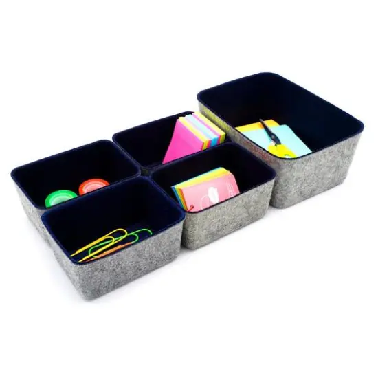 Welaxy Felt 5 Piece Drawer Organizer Bins Navy {7}