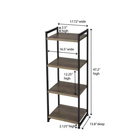 Household Essentials Jamestown 4-Shelf Narrow Ashwood Bookshelf {5}