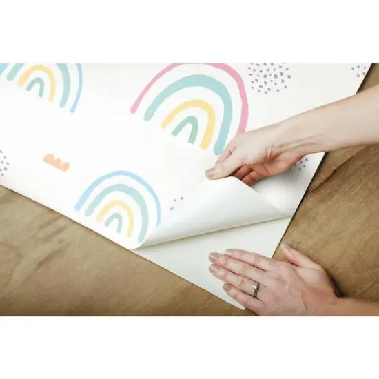 RoomMates Rainbow's End Peel & Stick Wallpaper Pink and White {9}