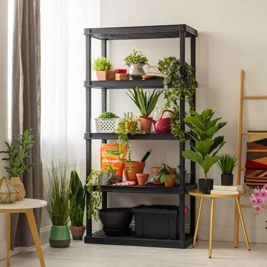 IRIS 6ft. Black Plastic Rack Shelf with 5 Large Shelves {3}