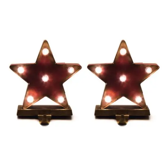Glitzhome&reg; 7.5" Marquee LED Star Stocking Holder, 2ct. {1}