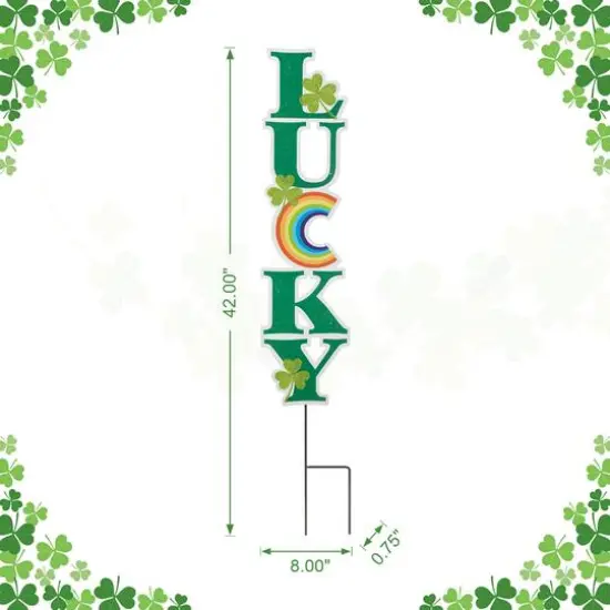 Glitzhome&reg; 42" St. Patrick's Metal LUCKY Yard Stake {7}