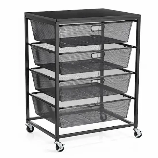 Metro 4-Drawer Rolling Cart by Simply Tidy&reg; Black {1}