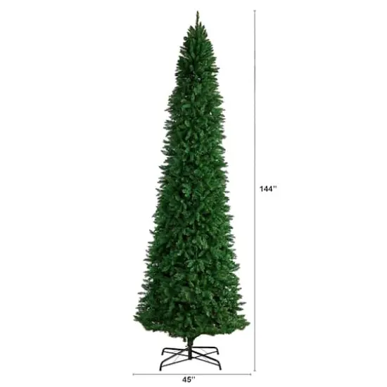 12ft. Unlit Slim Green Mountain Pine Artificial Christmas Tree {3}