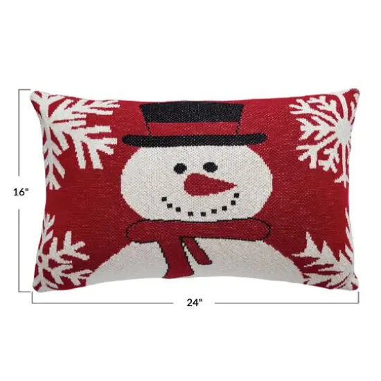 Hello Honey&reg; Snowman & Snowflakes Cotton Knit Chenille Pillow {4}