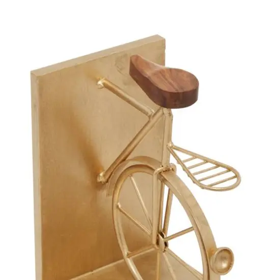 9" Contemporary Bicycle Iron Bookend Set Gold {6}