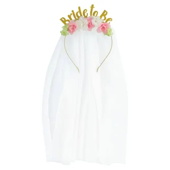 Bride-to-Be Floral Headband with Wedding Veil {3}