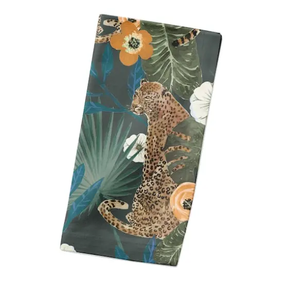 Tropical Cheetah Cotton Twill Dinner Napkin Gray {3}