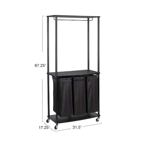 Household Essentials 3-Bag Laundry Center Black {5}