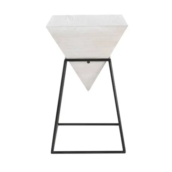 2ft. White Metal and Wood Modern Accent Table {4}