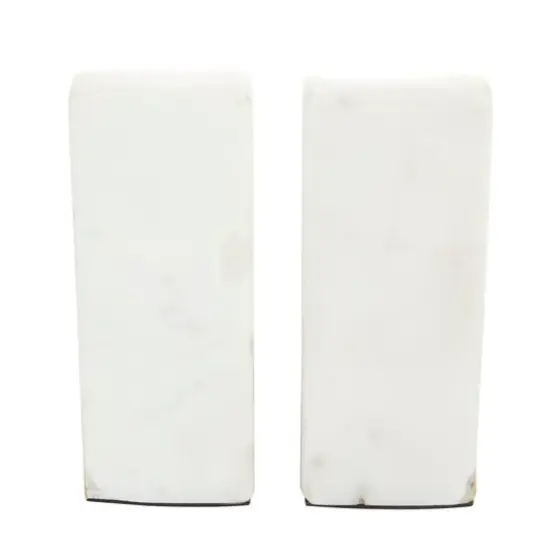 CosmoLiving by Cosmopolitan White Marble Glam Bookends, 5" x 5" x 2" {7}