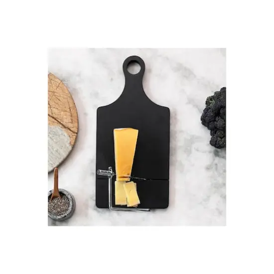 Hello Honey&reg; Black Acacia Wood Cheese Slicer with Stainless Steel End Grain {3}