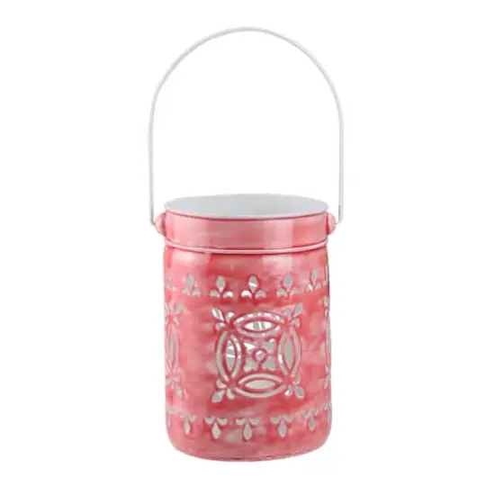 7.5" L'Eau de Fleur Rose Pink Votive Candle Lantern {1}