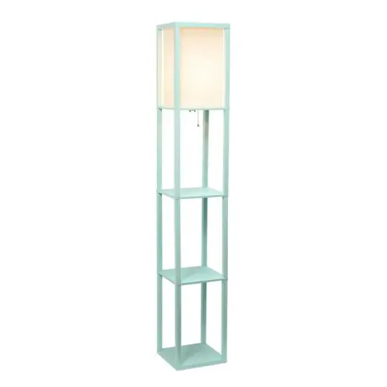 Lalia Home 5ft. Column Shelf Floor Lamp with Linen Shade Aqua {3}